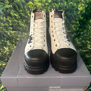 Palladium Women's Black and White Lace-Up Boots